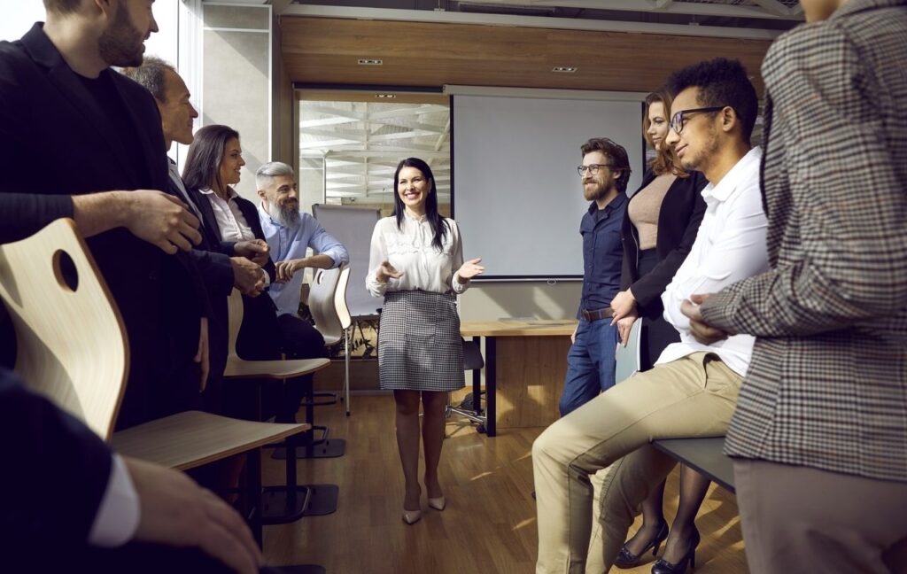 A leader coaching a team