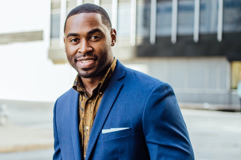 Executive in a blue suit