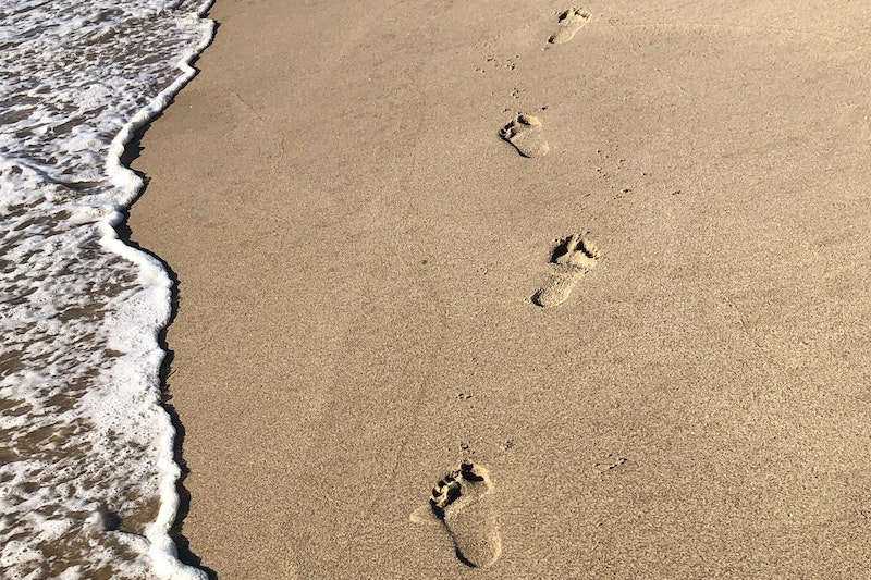 Footprints on the shore