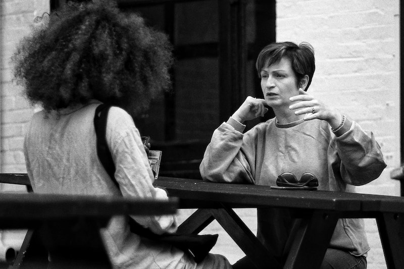 Two women talking
