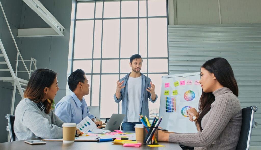 A businessman presenting a business plan
